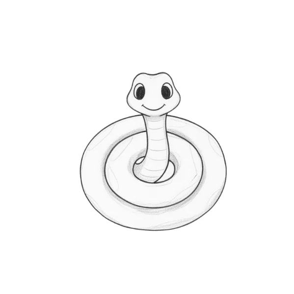 Black and White Drawing of a Snake