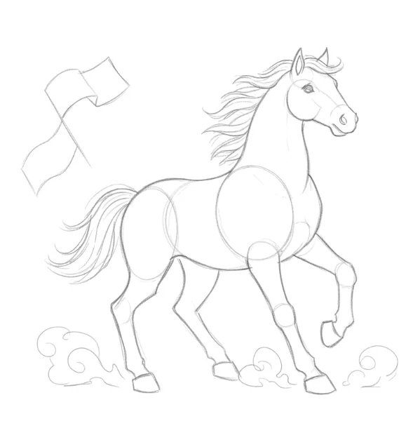 Horse Charging Through Battle Scene