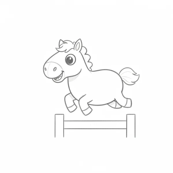 Horse Jumping Over a Fence