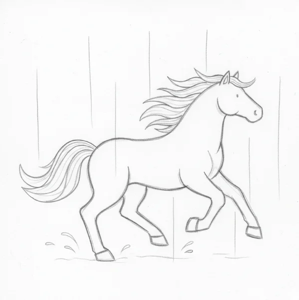 Horse Running in Heavy Rain
