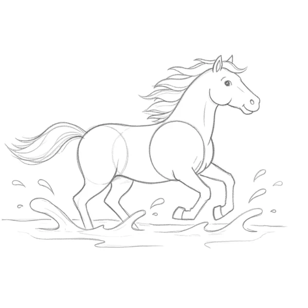 Horse Splashing Through Water