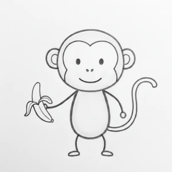 Monkey Eating Banana Drawing