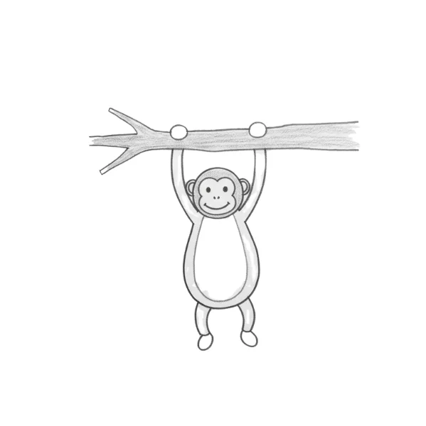 Monkey Hanging From Tree Drawing