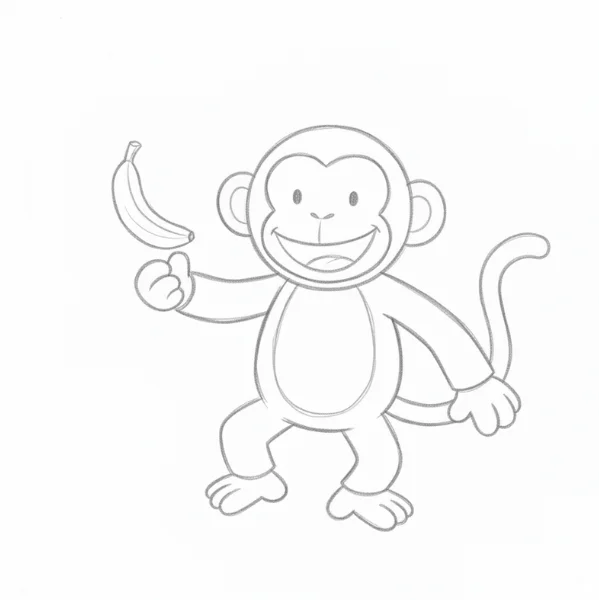 Monkey Playing Banana Drawing