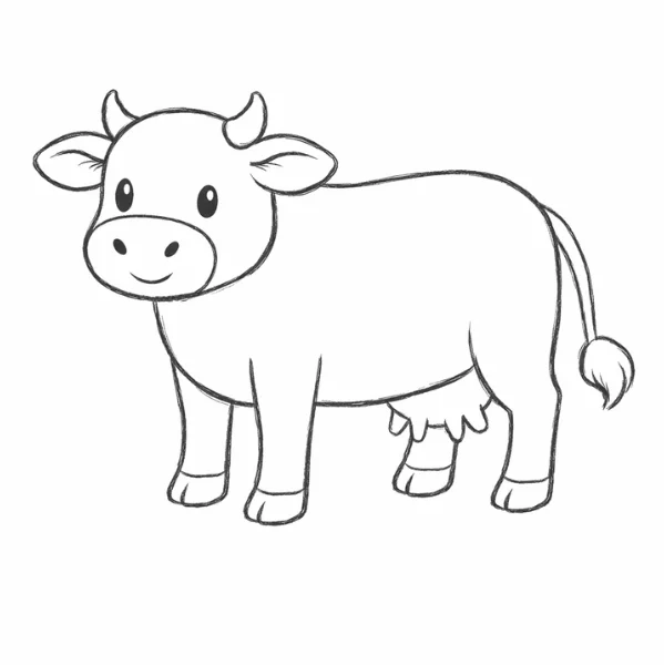 Simple Cow Outline Drawing