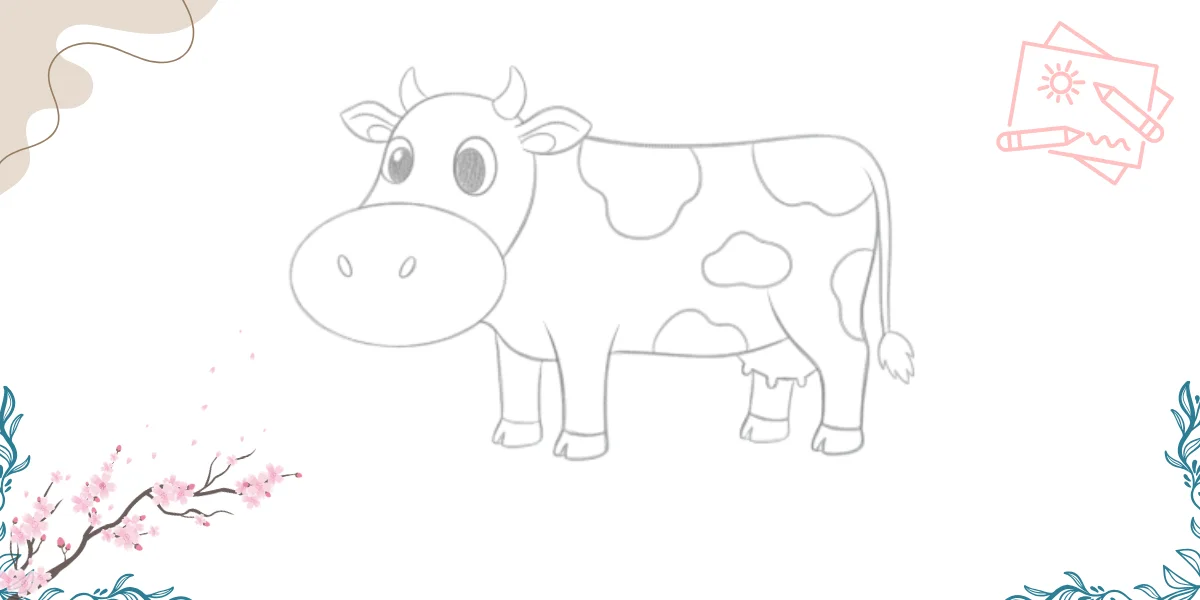 how to draw a cow