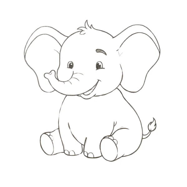 Cute Elephant Drawing