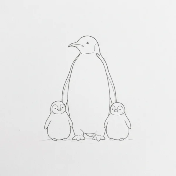 Penguin Family Drawing
