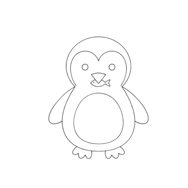Penguin Holding a Fish Drawing