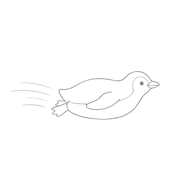 Penguin Sliding on Ice Drawing