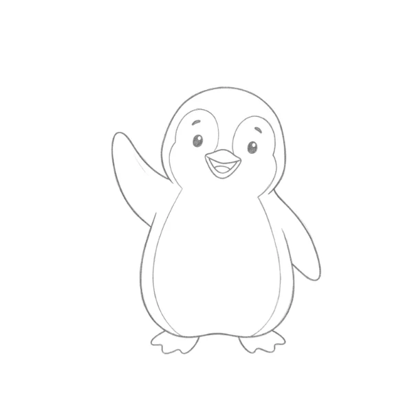 Penguin Waving Drawing