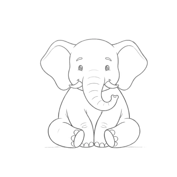 Sitting Elephant Drawing