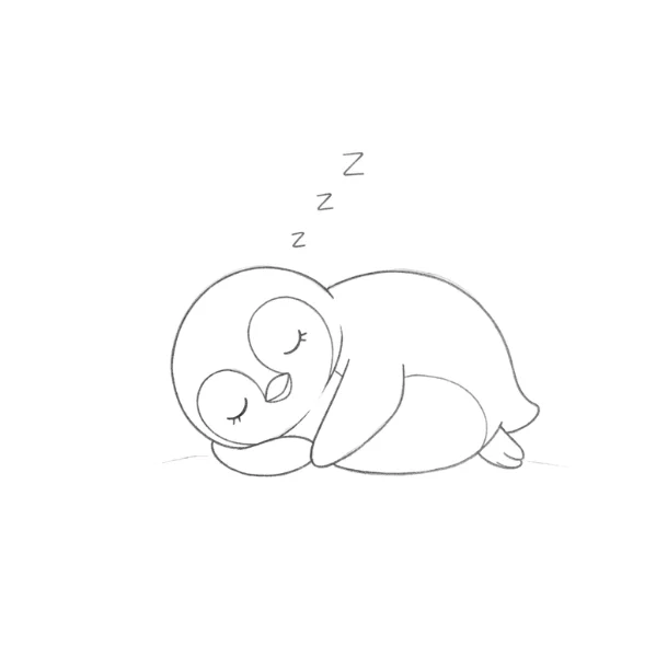 Sleeping Penguin Drawing